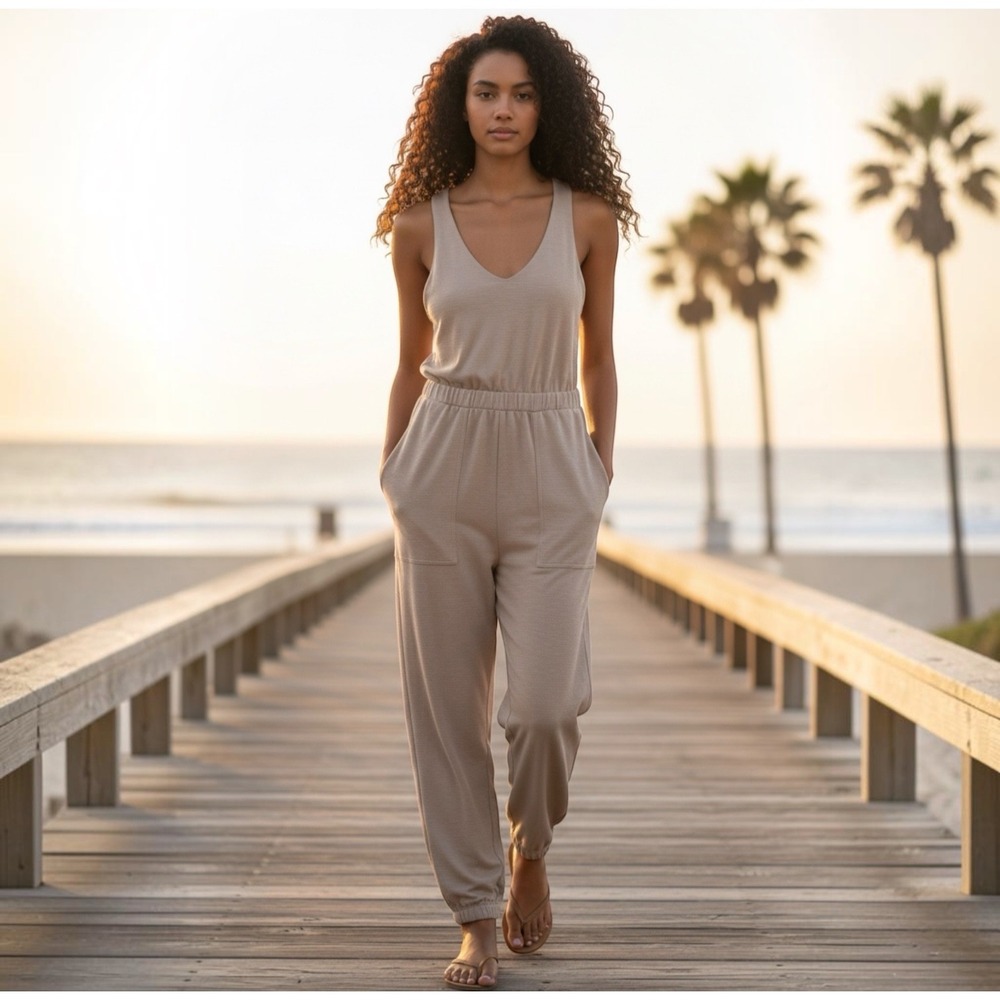 FP Beach‎ Free People Taupe Boho Harem Jumpsuit S/P